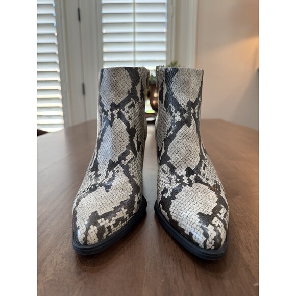 Snake Print Ankle Boots Pointed Toe Zip Block Heel Faux Snakeskin Booties US 7.5 - Picture 2 of 10